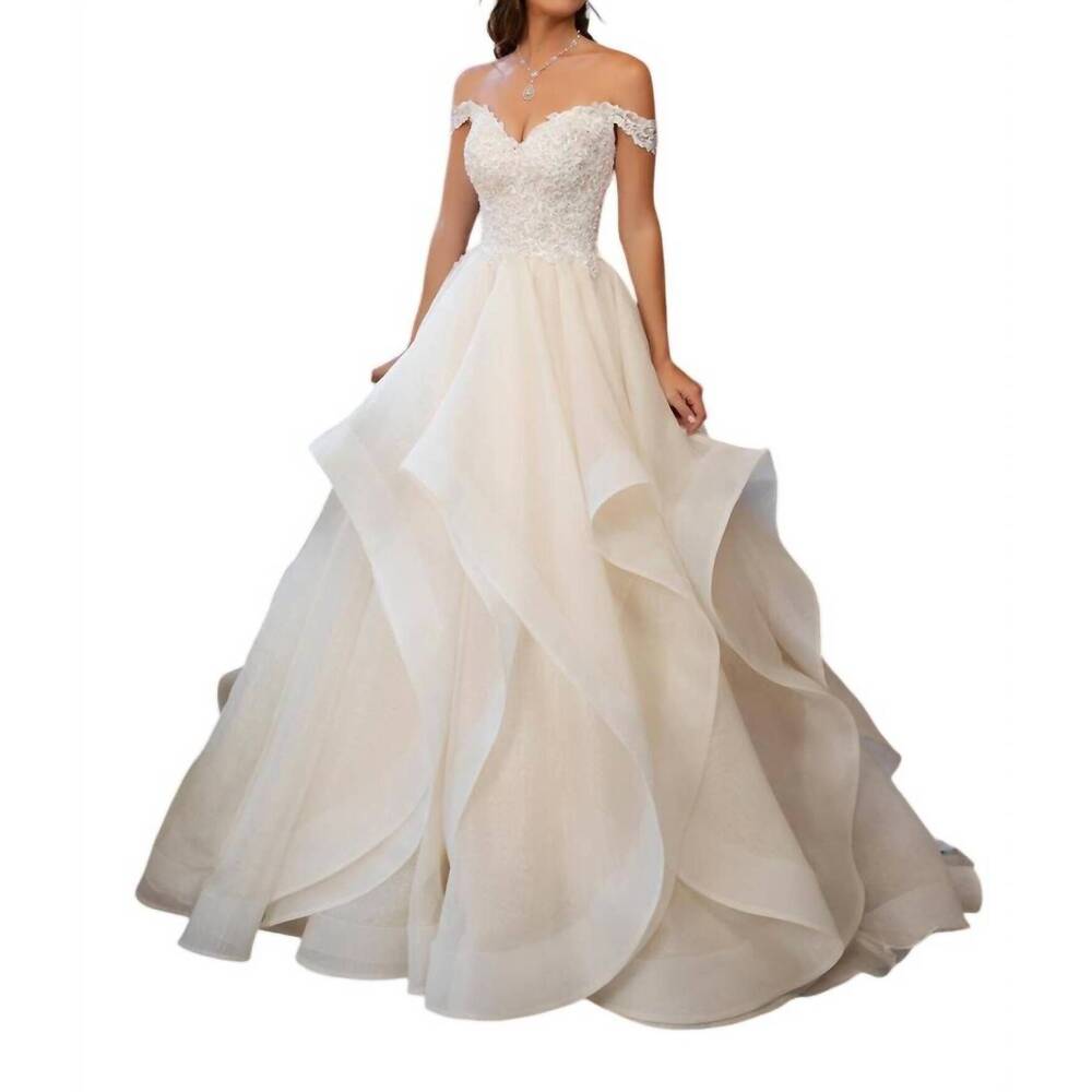 NEW KITTY CHEN COUTURE leandra off the shoulder ballgown in ivory